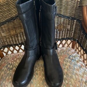 Black Leather Zip Riding Boots by Gentle Souls